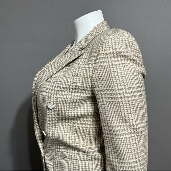 Austin Reed Wool Blend Tan Houndstooth Unisex Blazer Sz-XL - Picture 3 of 12